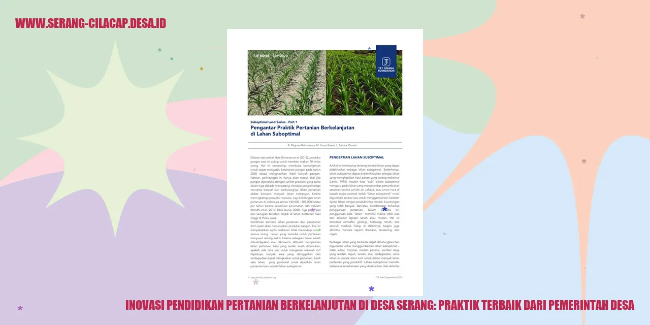 Inovasi Pendidikan Pertanian Berkelanjutan di Desa Serang: Praktik Terbaik dari Pemerintah Desa