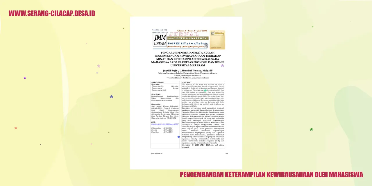 Pengembangan Keterampilan Kewirausahaan oleh Mahasiswa