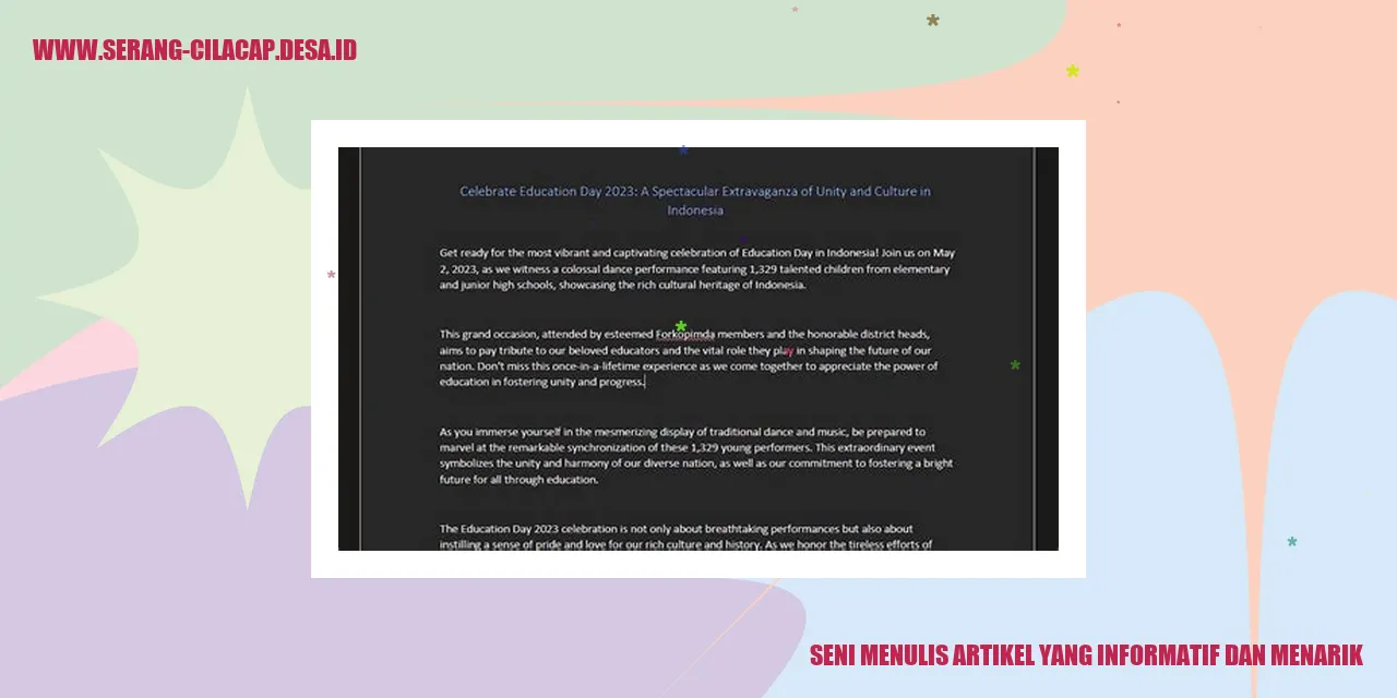 Seni Menulis Artikel yang Informatif dan Menarik